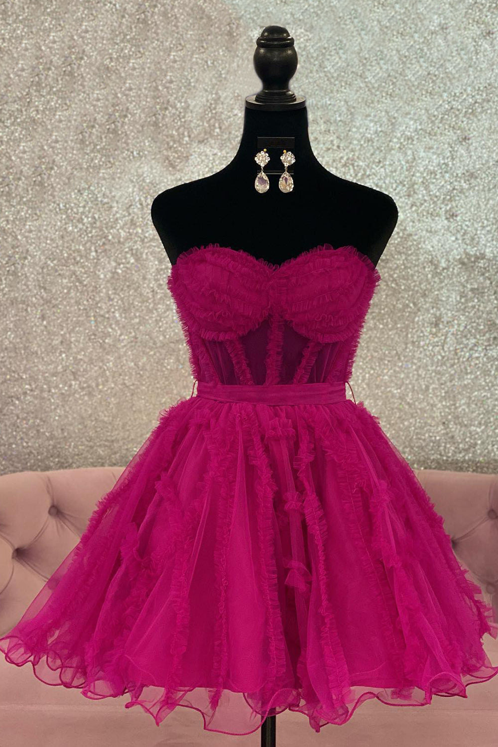 Black Homecoming Dresses Corset Sweetheart A-Line Short Tulle Prom Dress