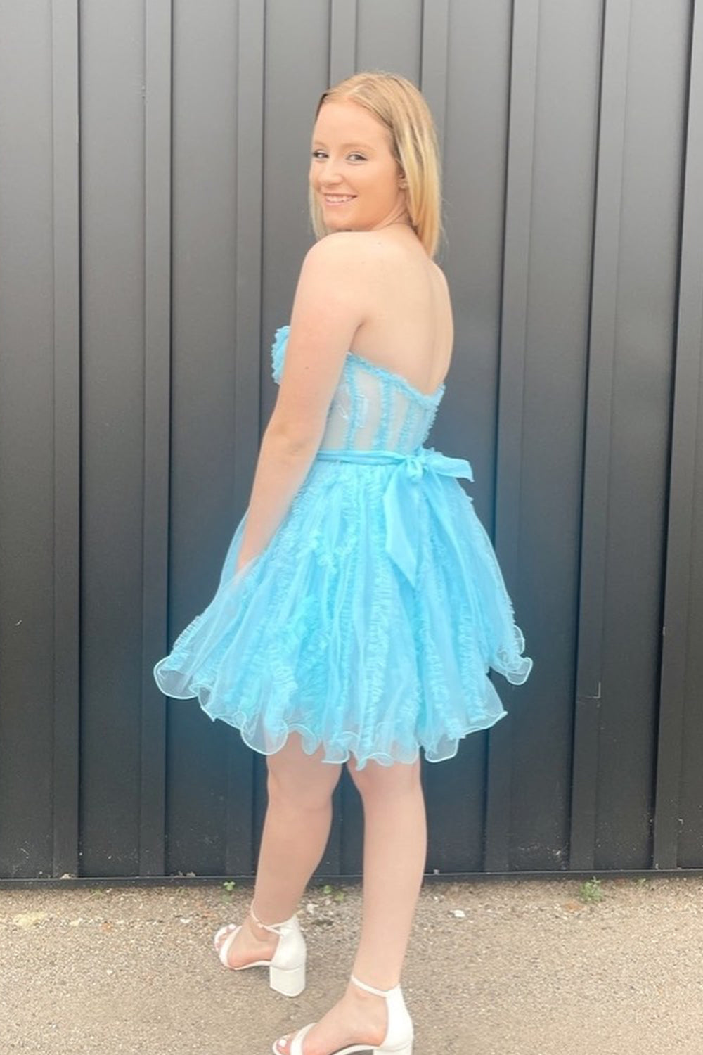 Black Homecoming Dresses Corset Sweetheart A-Line Short Tulle Prom Dress