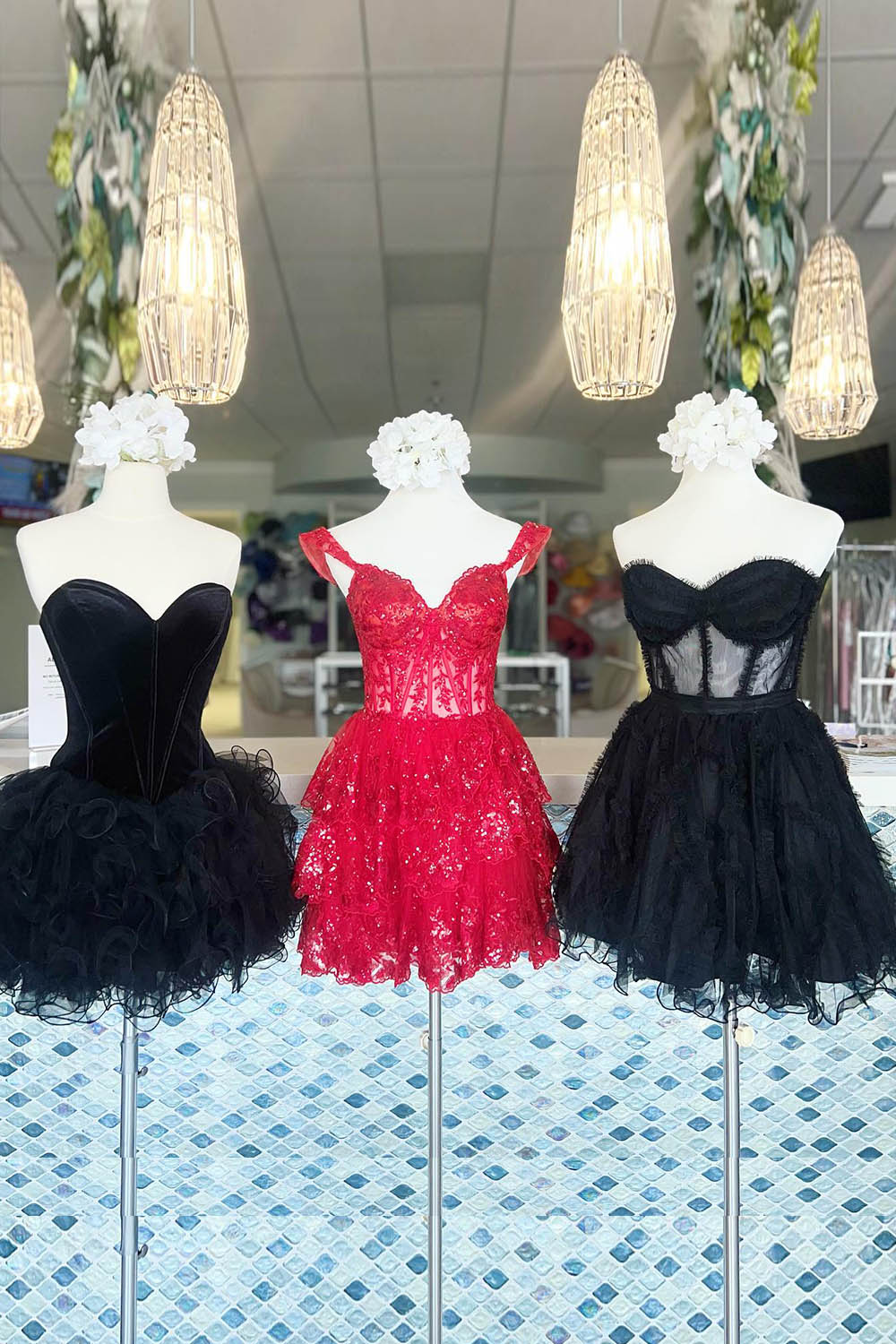Black Homecoming Dresses Corset Sweetheart A-Line Short Tulle Prom Dress