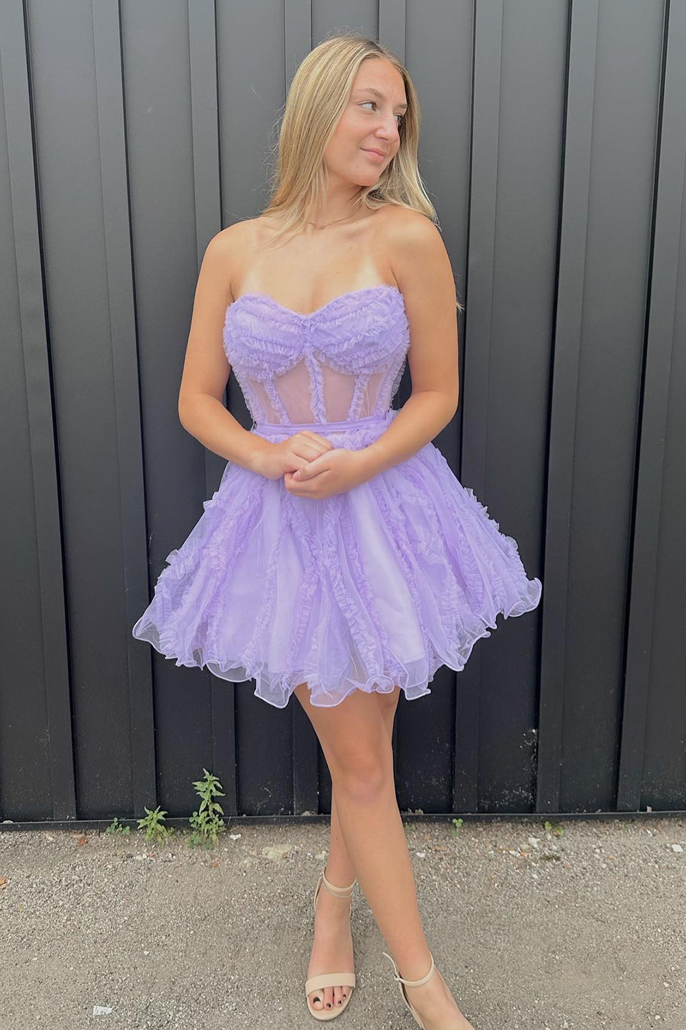 Black Homecoming Dresses Corset Sweetheart A-Line Short Tulle Prom Dress