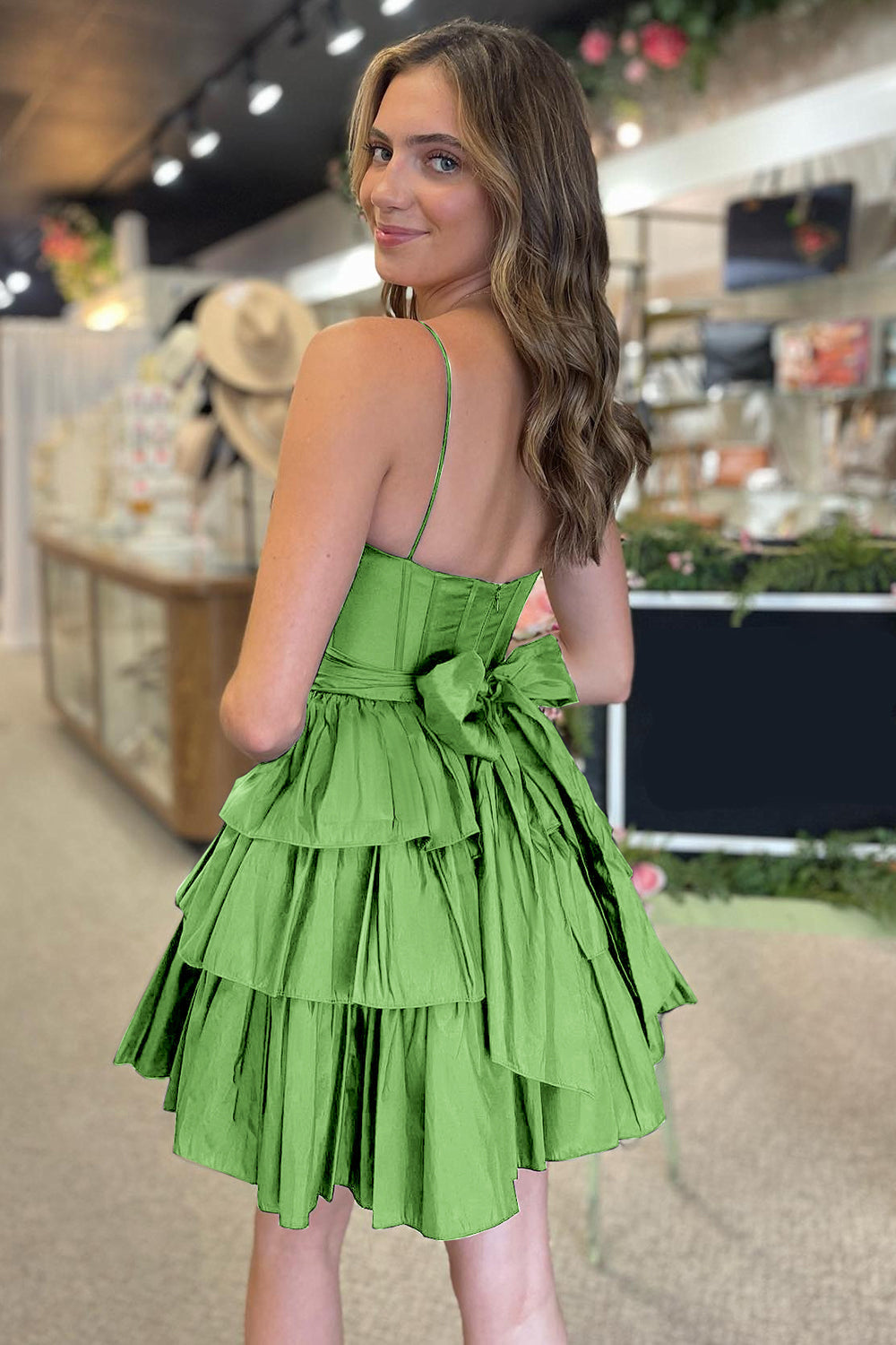 Black Homecoming Dresses Spaghetti Straps A Line Tiered Short Cocktail Dresses With Bow
