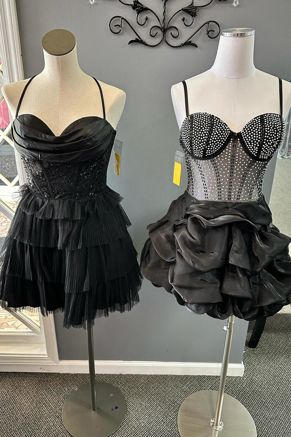 Black Homecoming Dresses Spaghetti Straps Corset Short Cocktail Dresses