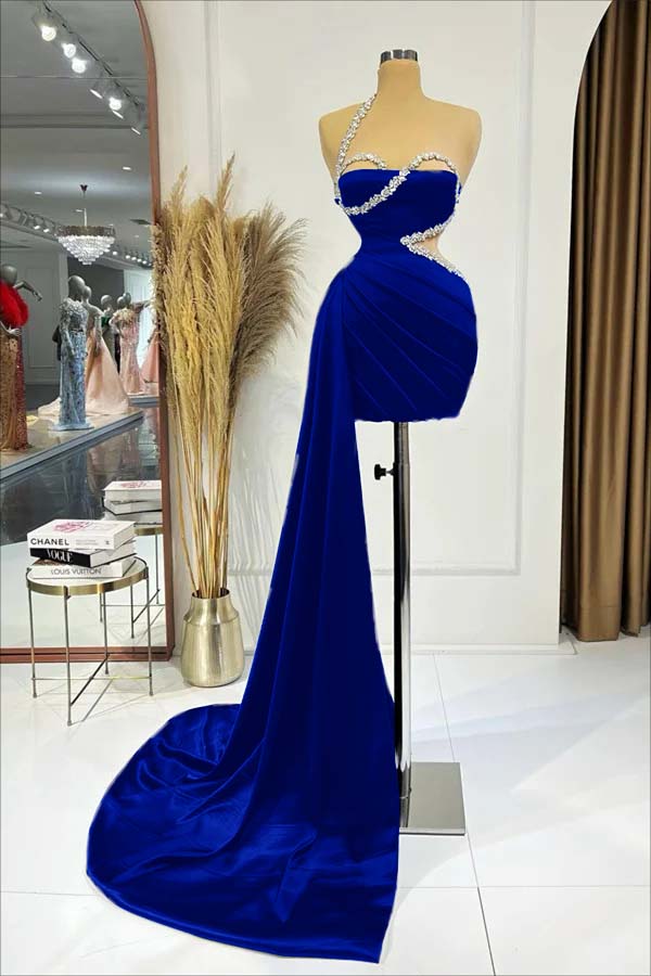 Black One Shoulder Sleeveless Short Homecoming Dress Pleated With Ruffles