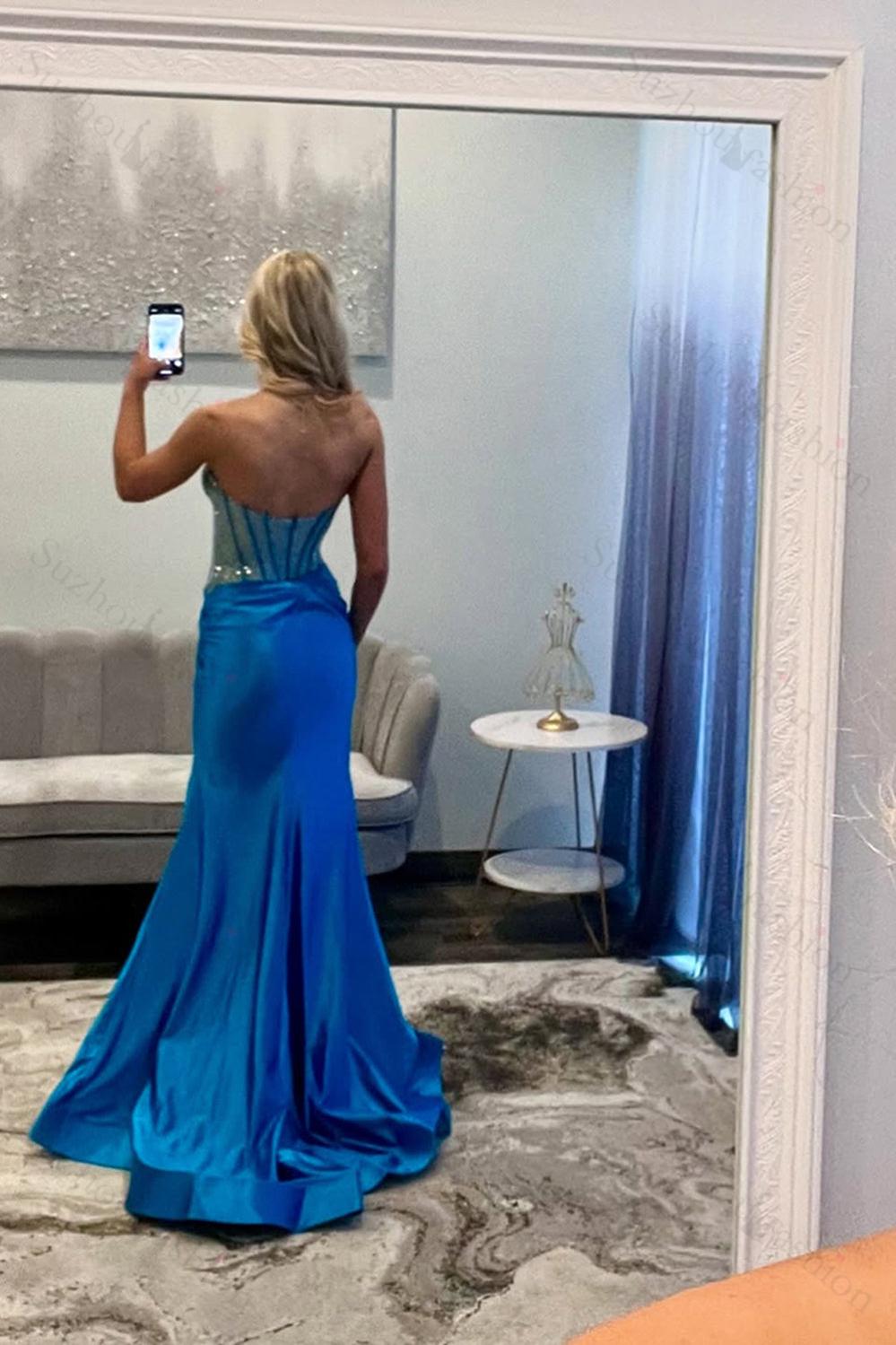 Black Prom Dress Mermaid Formal Dress With Slit