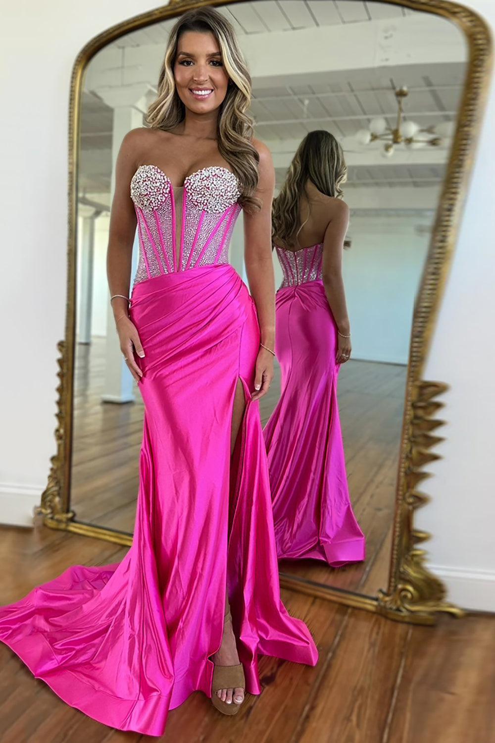 Black Prom Dress Mermaid Formal Dress With Slit