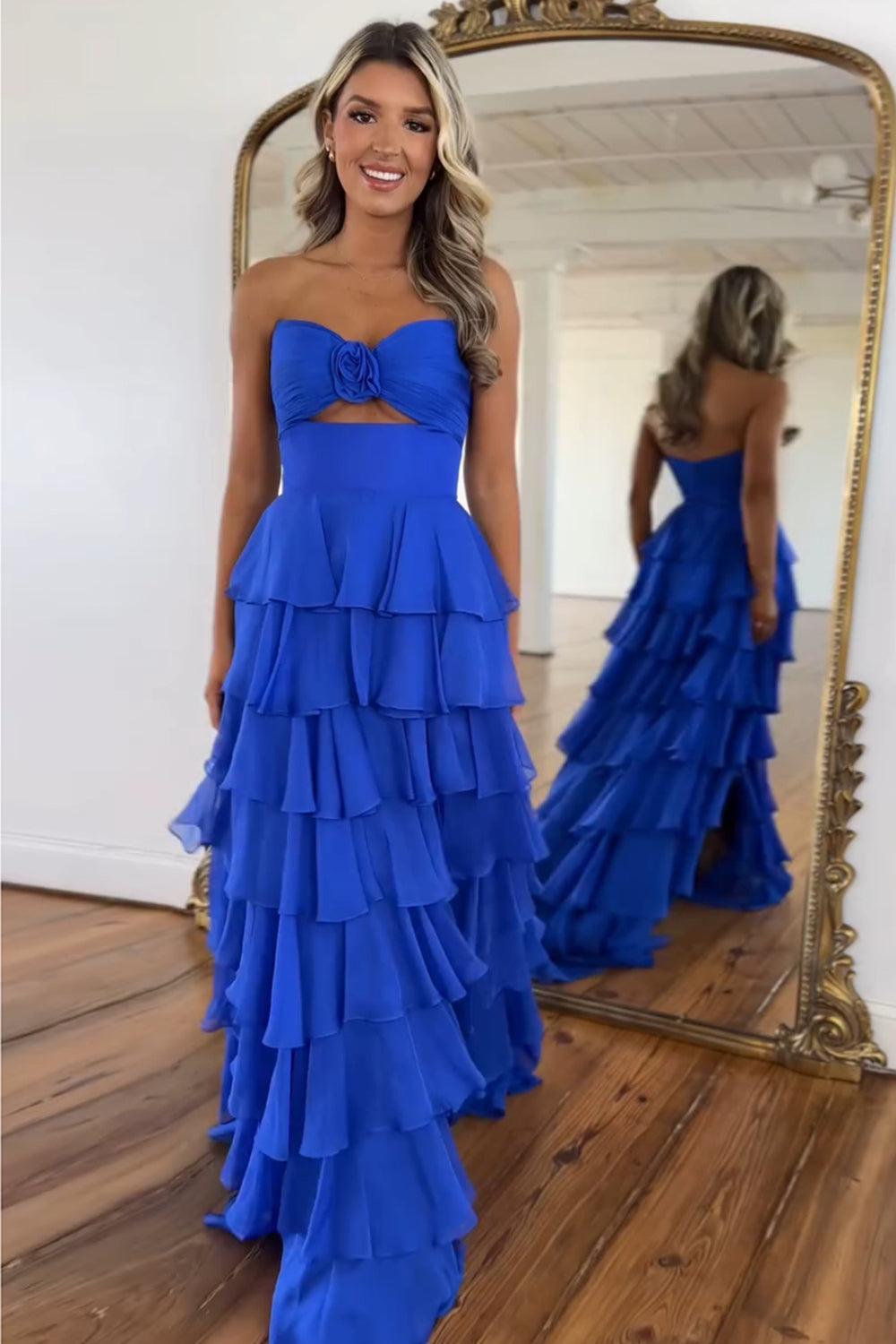Black Prom Dress White Prom Dress Sweetheart Ruffled Long Formal Dress With Slit