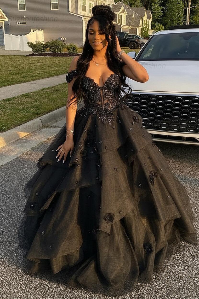 Sage Prom Dress Floral Tiered Ruffles A-Line Sweetheart Corset Long Formal Dress