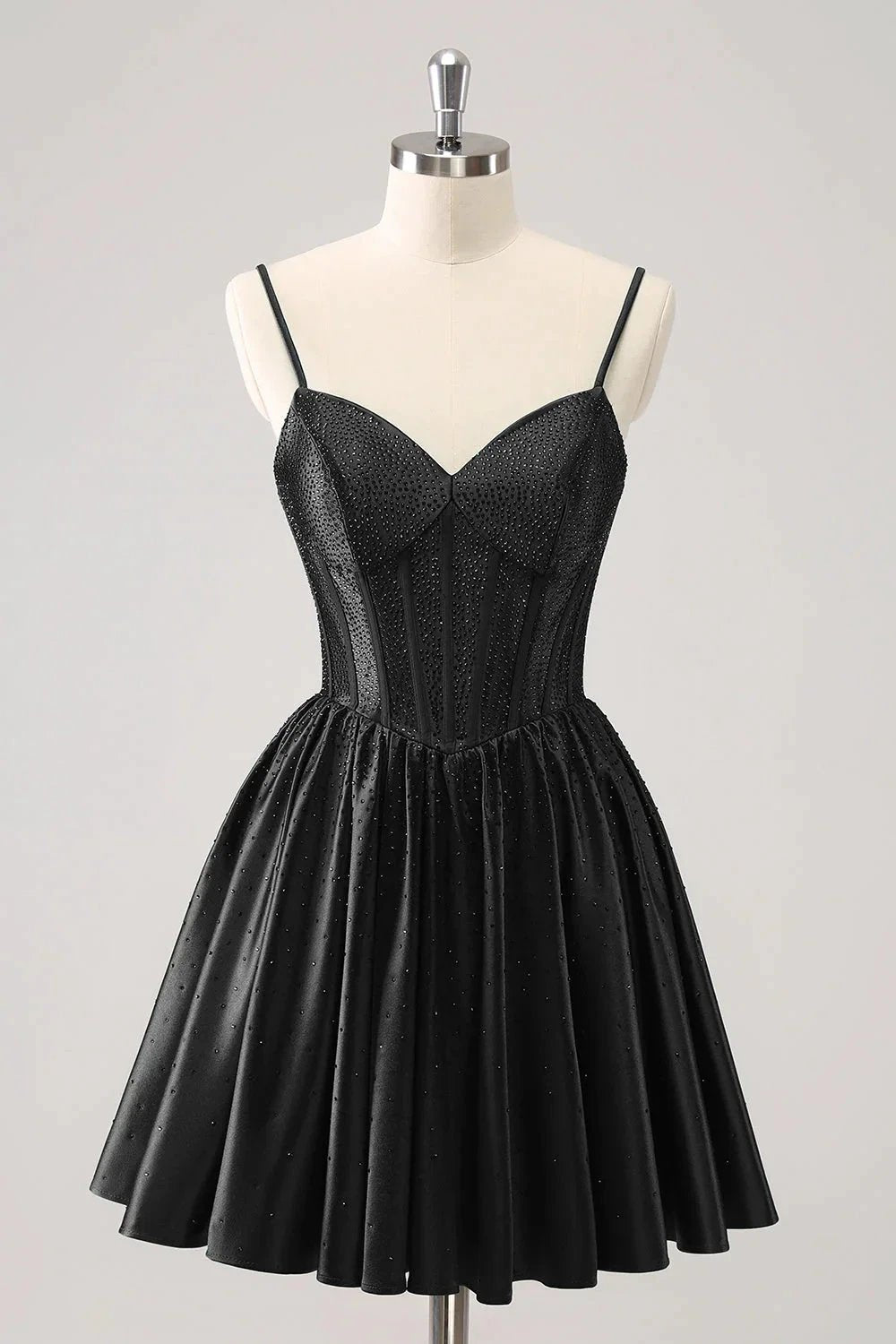 Cute Dark Green A Line Spaghetti Straps Ruffle Corset Short Homecoming Dress with Beading by WEDTREND