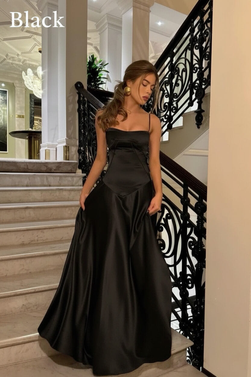 Suzhoufashion Brown Luxe Silk-Look Long Evening Dress With Fitted Bodice Formal Evening Gown