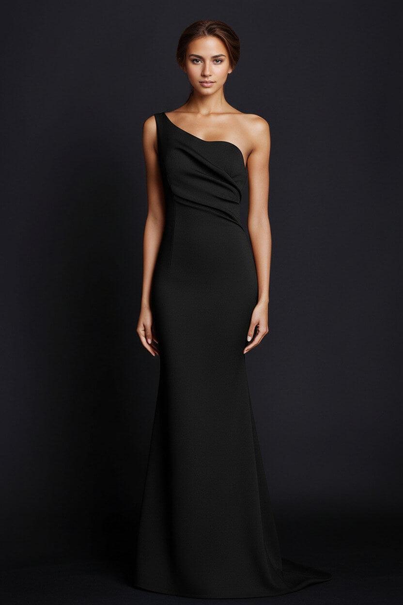 One Shoulder Khaki Wedding Guest Dress Mermaid Long Formal Dress