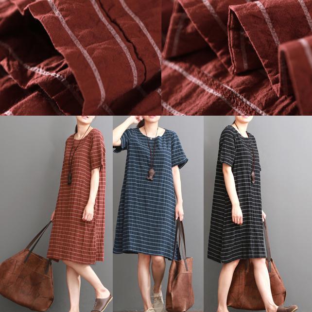 Black striped cotton sundress oversize cotton shift dresses