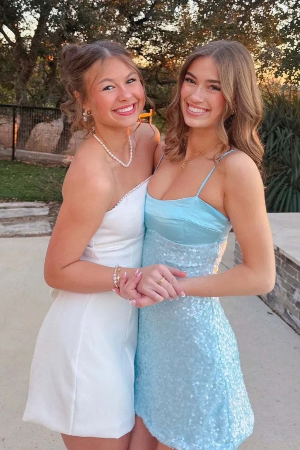 Bling A Line Spaghetti Straps Blue Sequins Short Homecoming Dress
