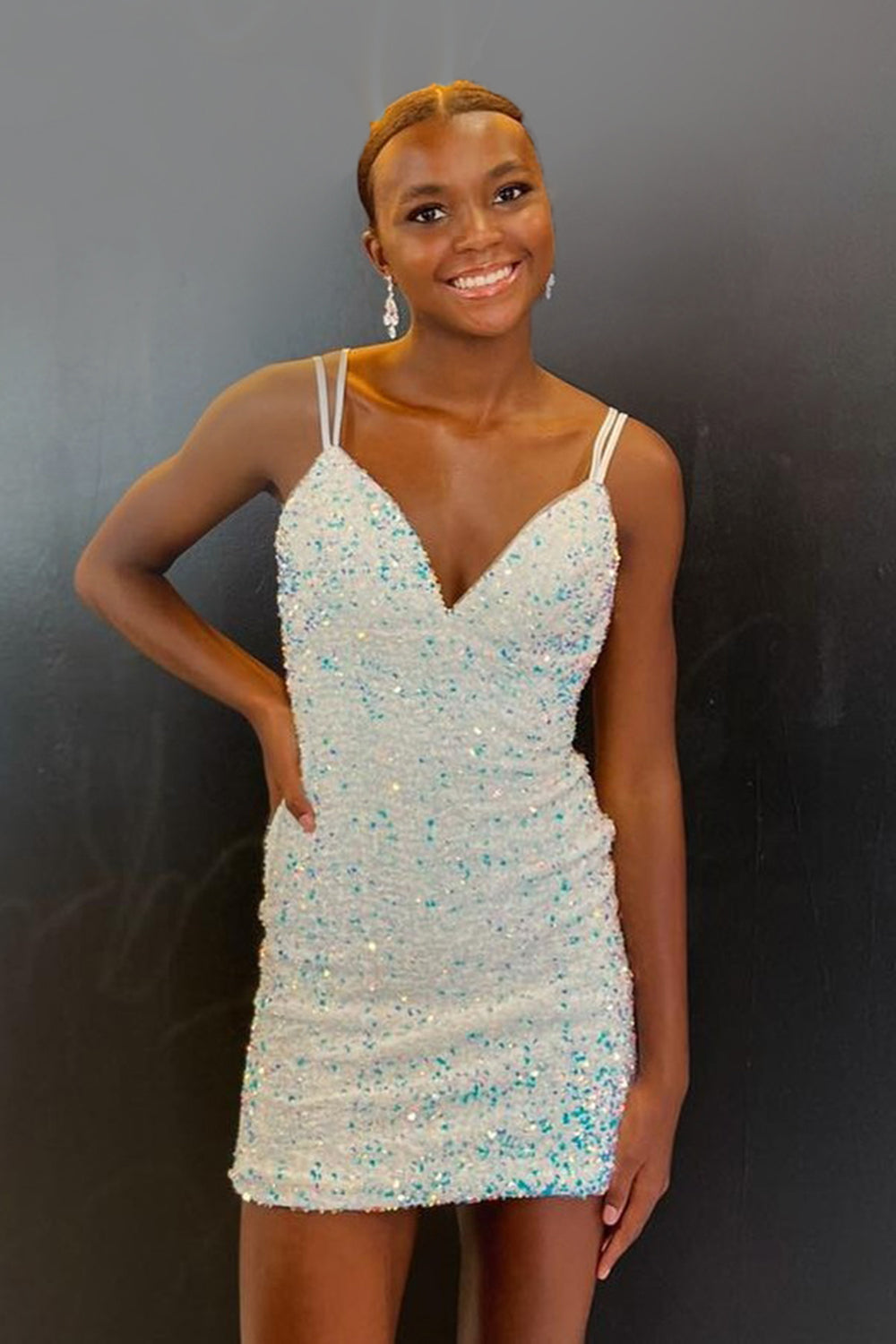Blue Homecoming Dresses Backless Spaghetti Straps Tight Short Cocktail Dresses