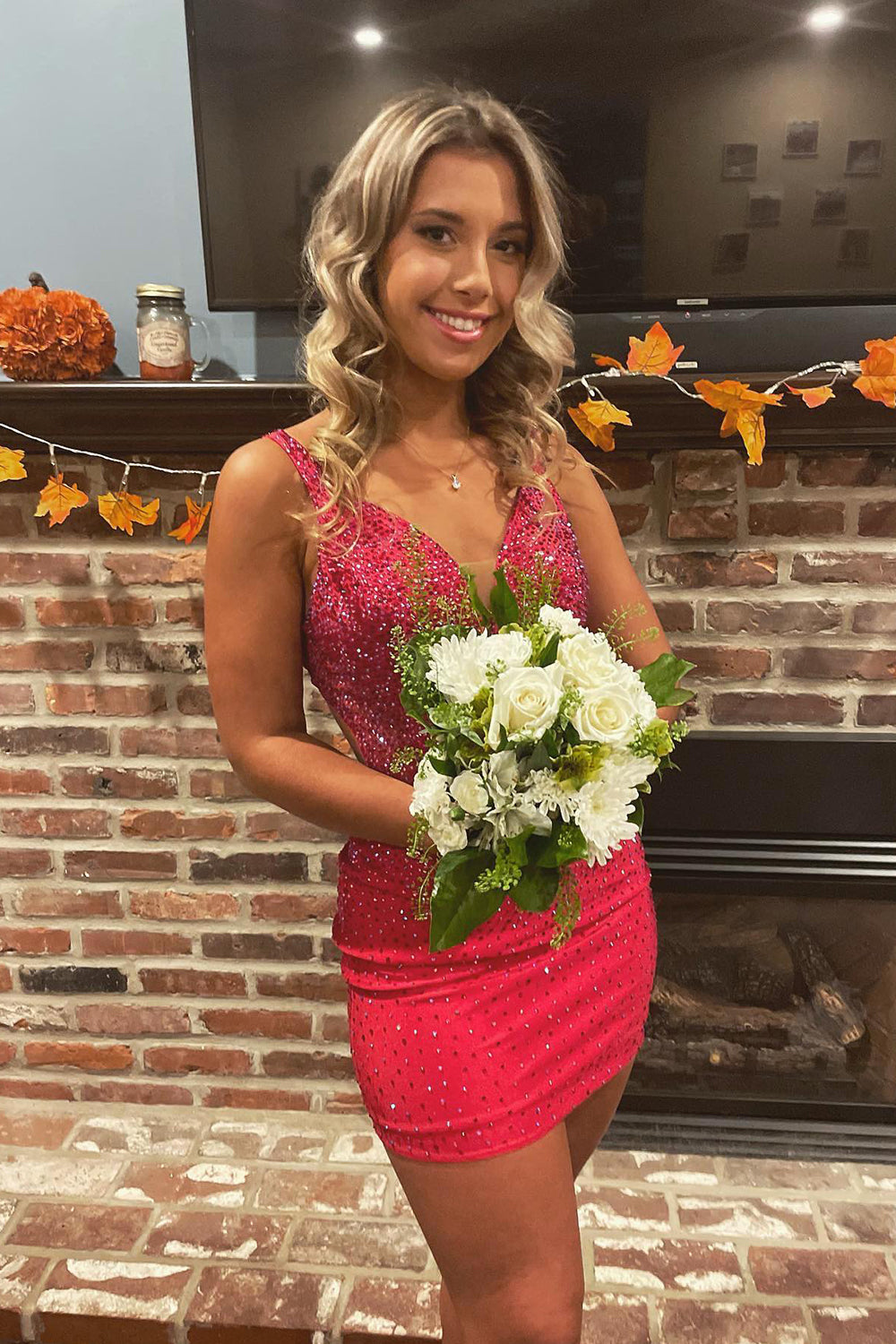 Blue Homecoming Dresses Beaded Sequin Tight Short Cocktail Dresses