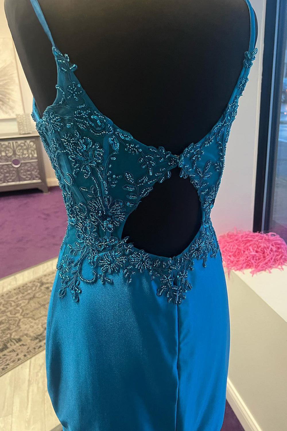 Blue Homecoming Dresses Corset Open Back Tight Short Cocktail Dresses with Appliques