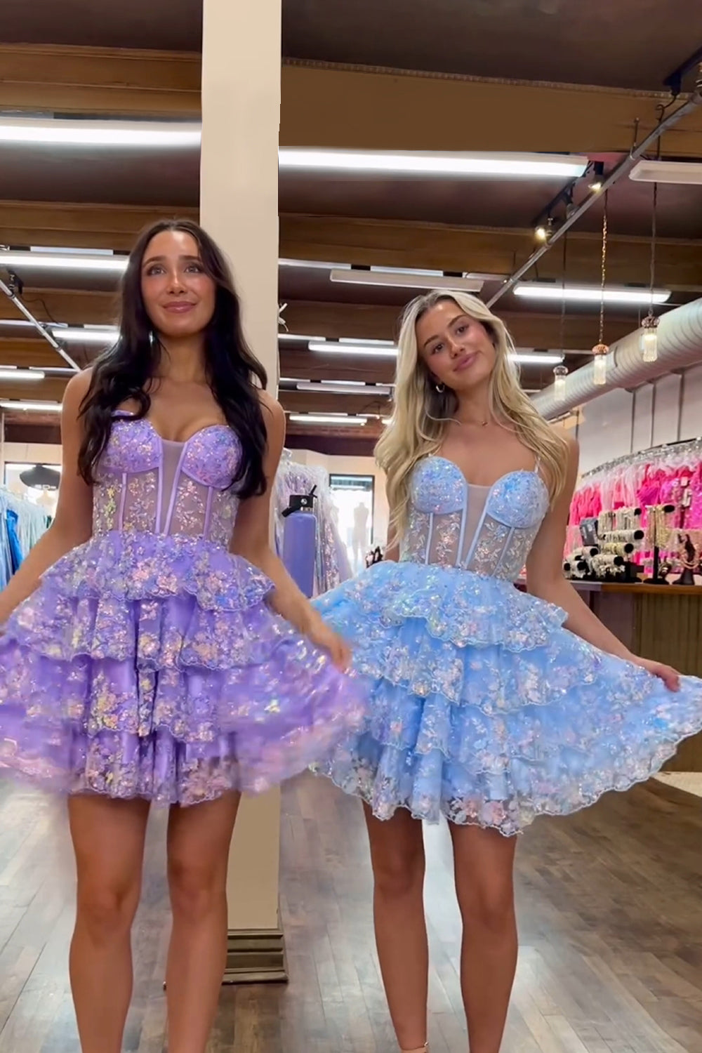 Black Homecoming Dresses Corset Ruffled Sequin Short Cocktail Dresses