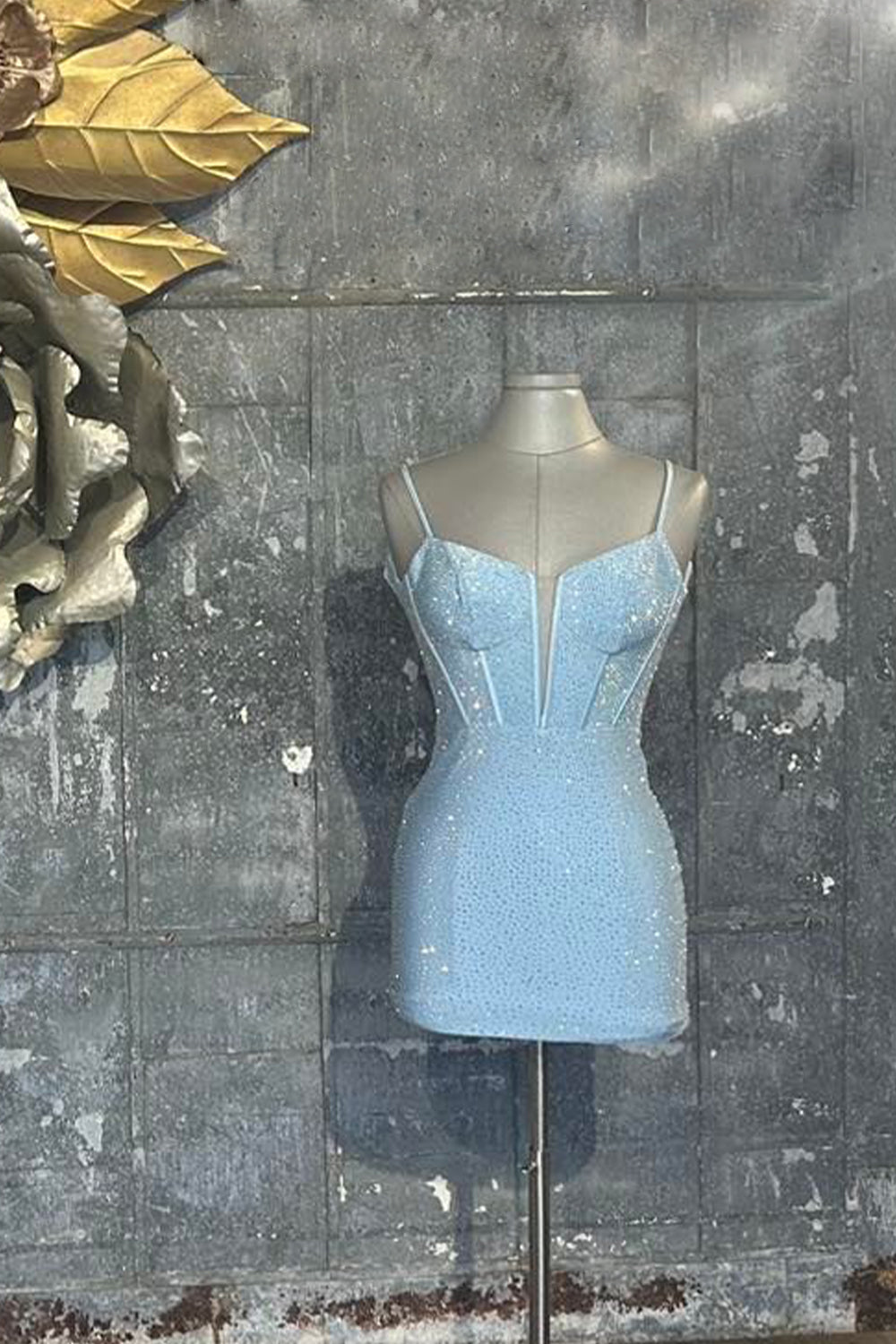 Blue Homecoming Dresses Corset Top Beaded Tight Short Cocktail Dresses