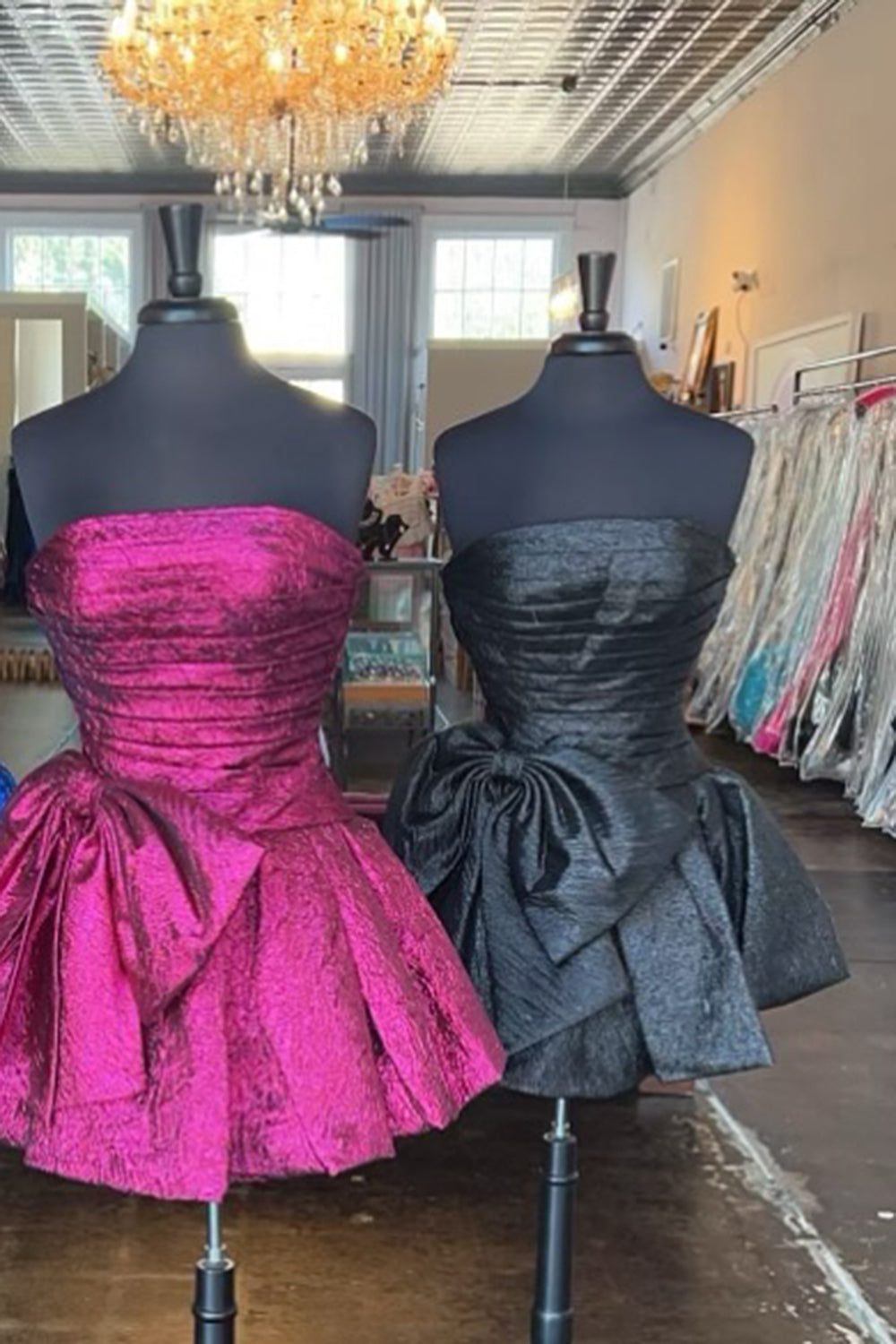 Blue Homecoming Dresses Strapless Corset A Line Short Cocktail Dresses With Bow