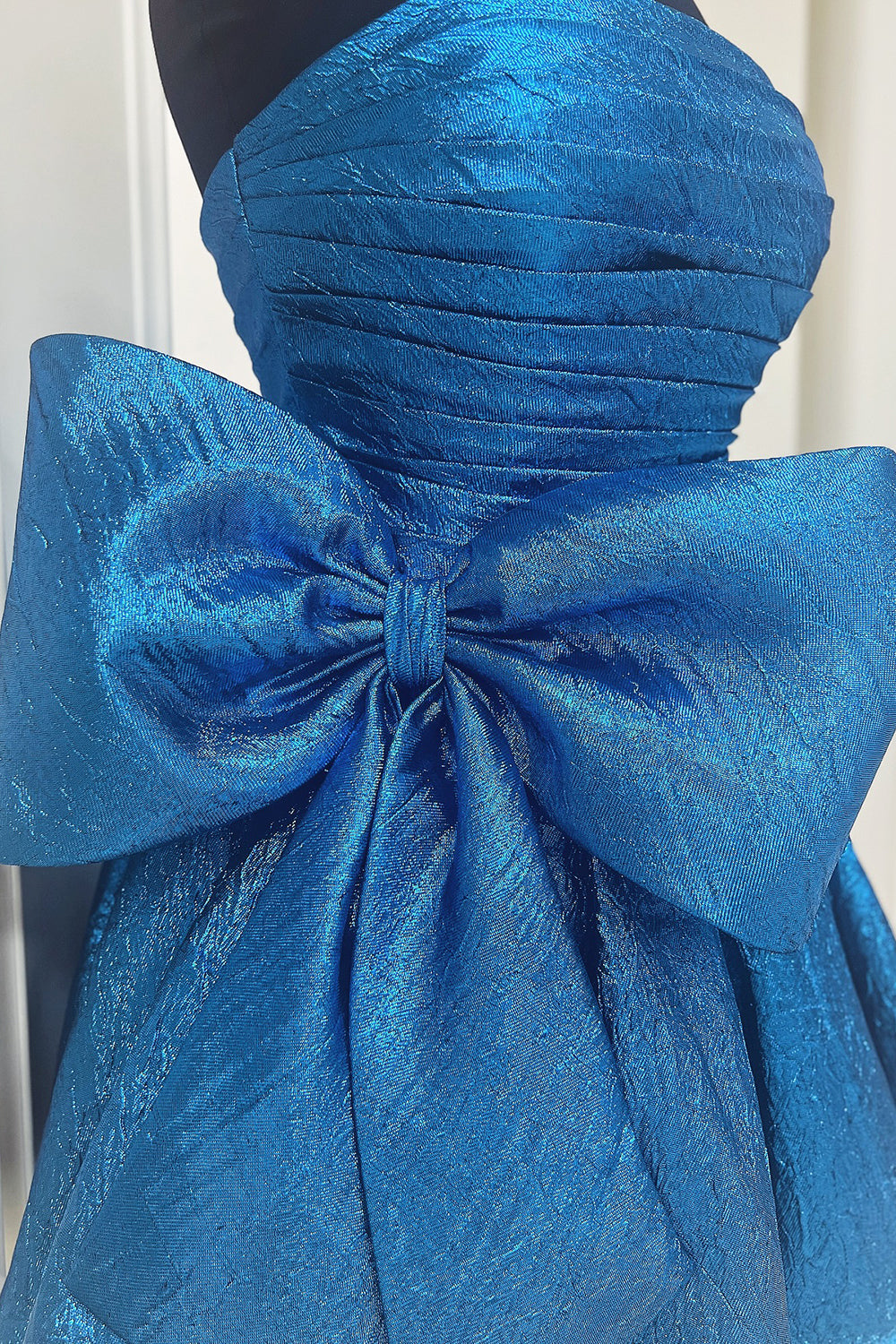 Blue Homecoming Dresses Strapless Corset A Line Short Cocktail Dresses With Bow