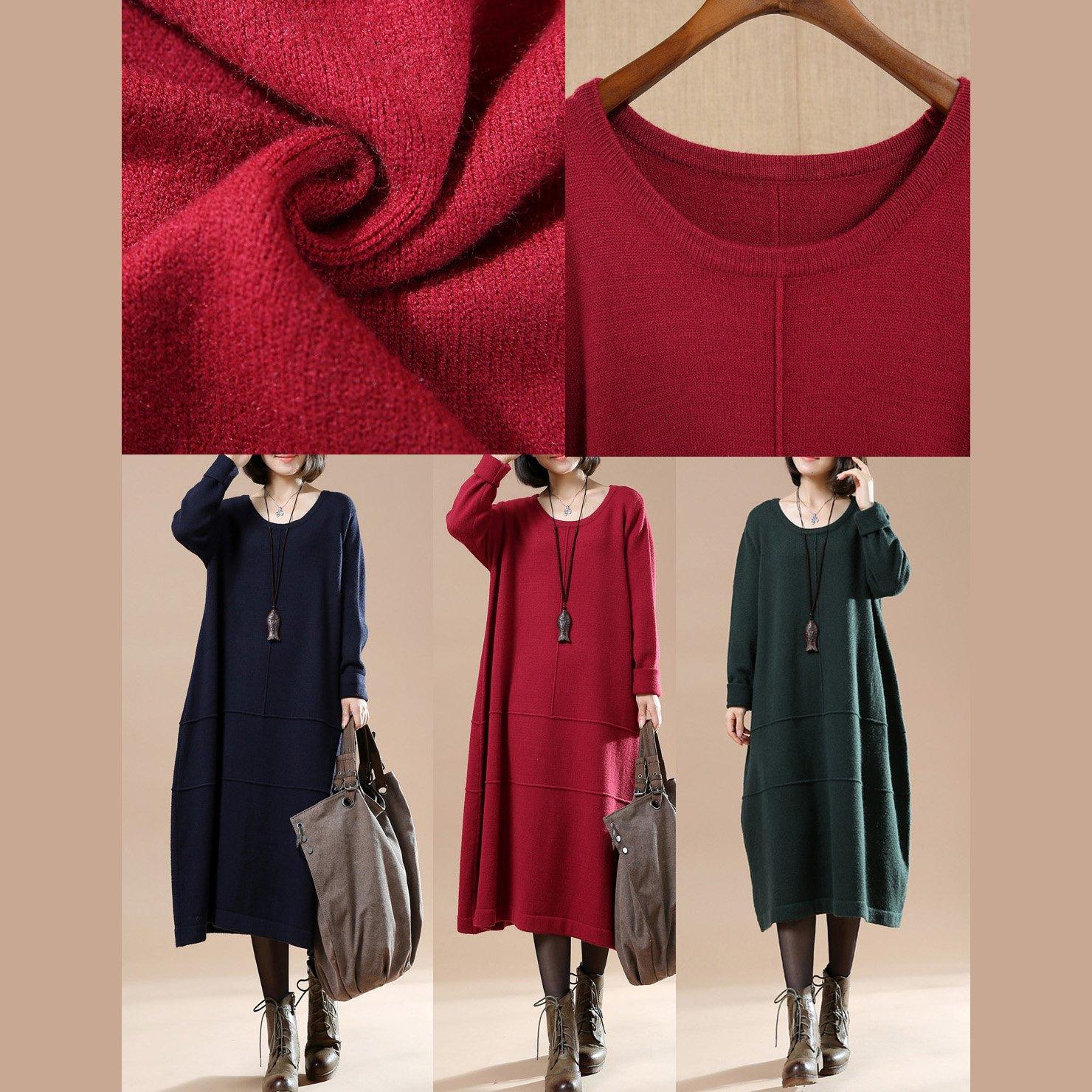 Blue baggy knit maxi dresses plus size spring sweaters