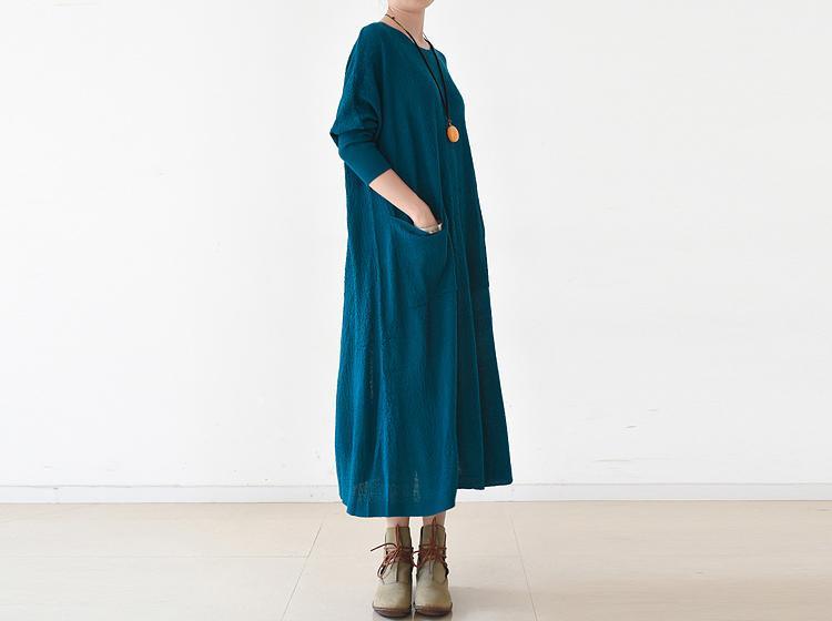 Blue caftans plus size spring knit dresses long causal clothing
