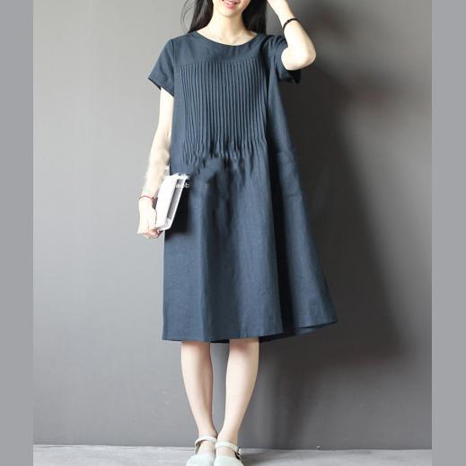 Blue oversize sundress plus size linen shirt dresses