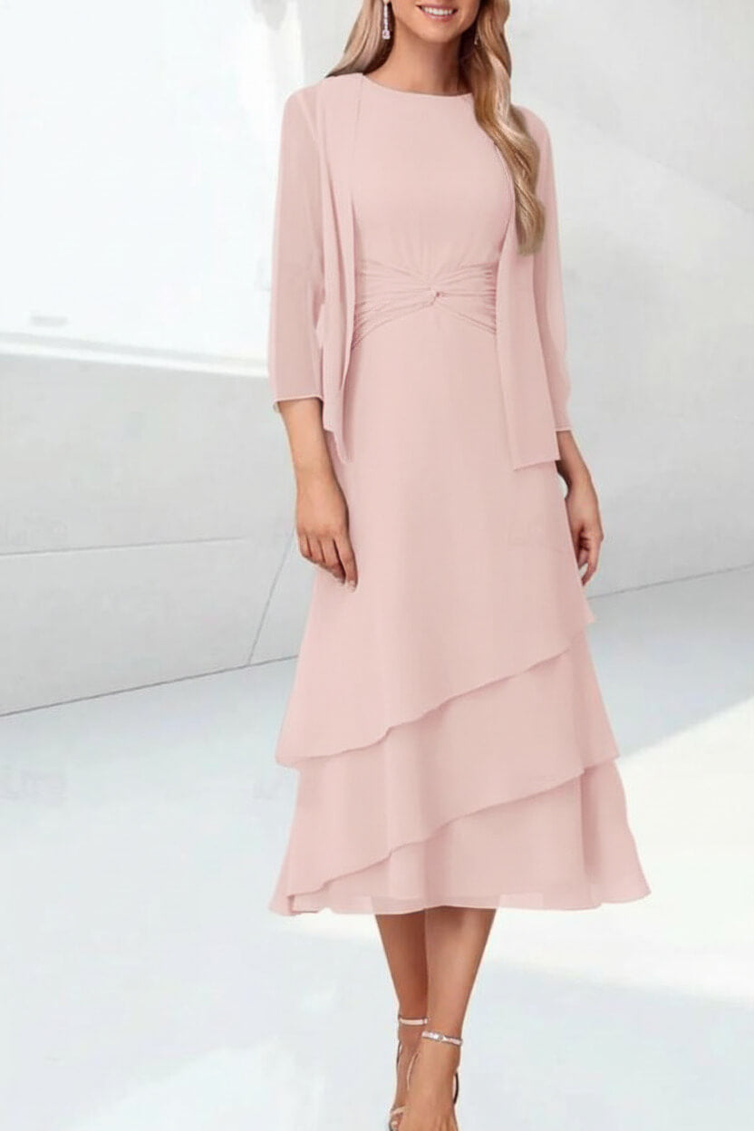 Mint Green Mother of the Bride Dress Chiffon Two Piece Wedding Guest Dress