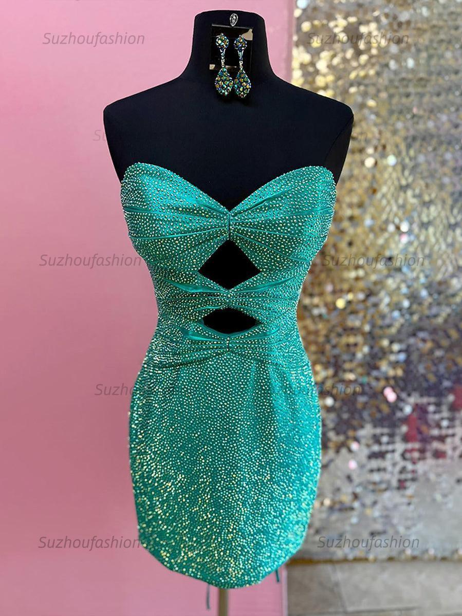 Suzhoufashion Bodycon Strapless Sweetheart Short Homecoming Dresses with Keyholes
