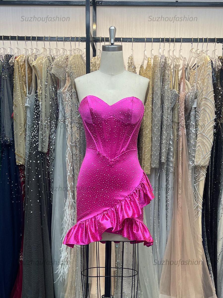 Suzhoufashion Bodycon Sweetheart Satin Homecoming Dress with Beading