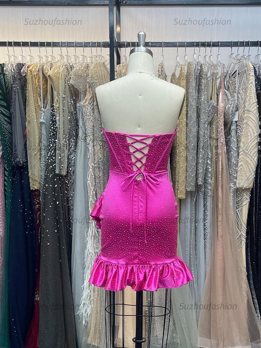 Suzhoufashion Bodycon Sweetheart Satin Homecoming Dress with Beading