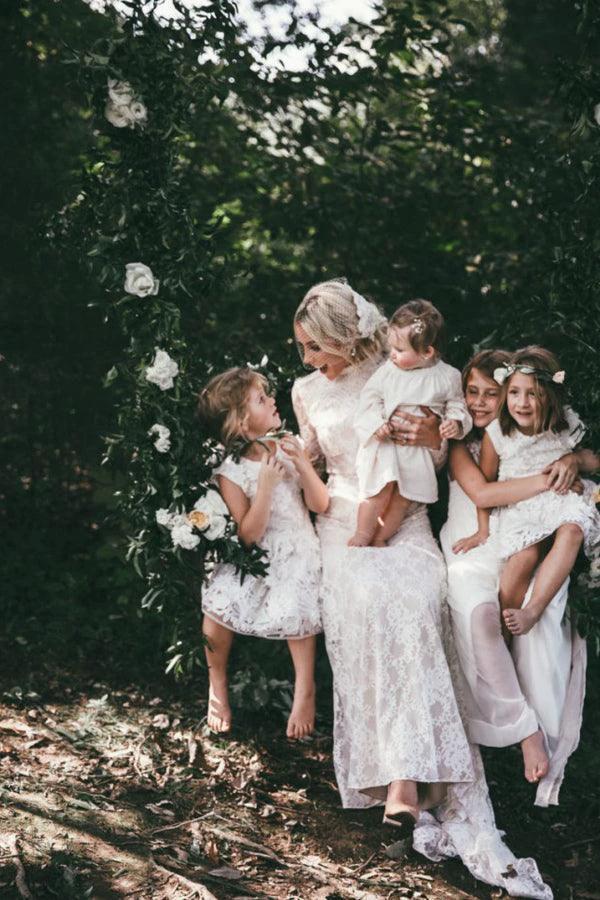 Boho High Neckline Long Sleeves Lace Wedding Dresses Rustic Wedding (ZD16210)