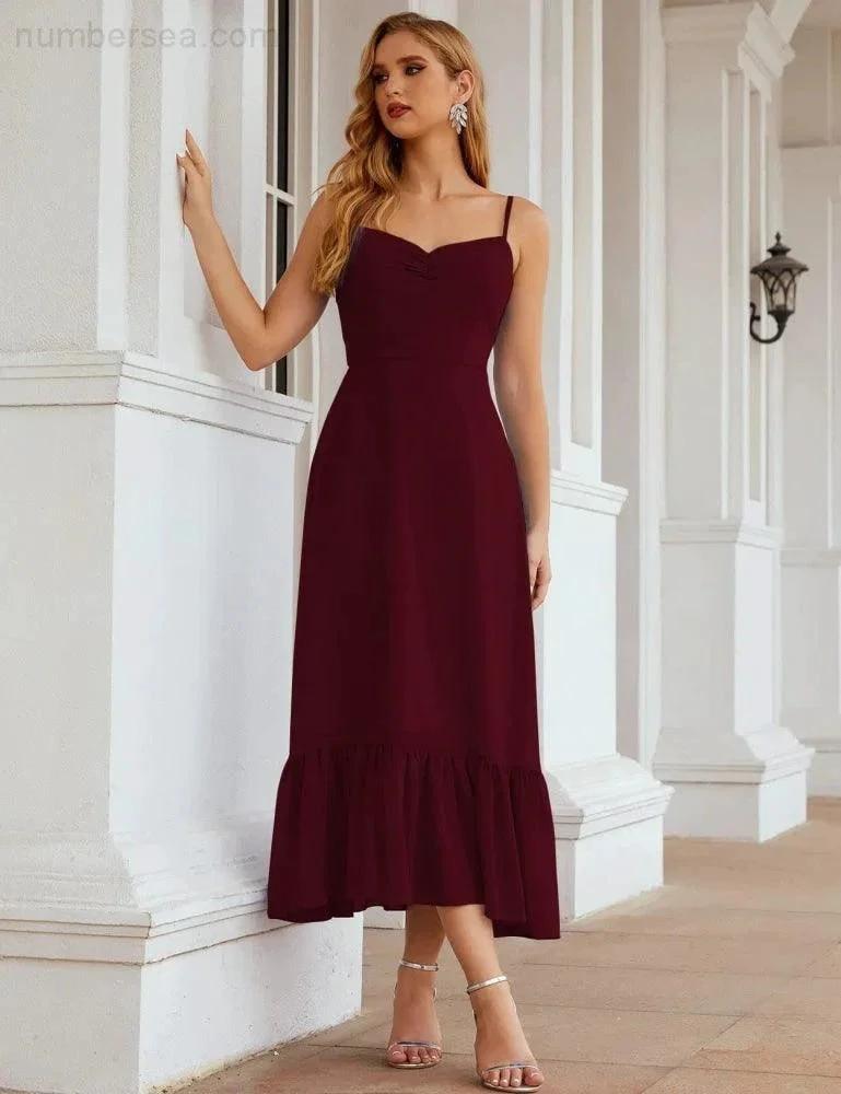 ZapDress  Spaghetti Strap Chiffon Bridesmaid Dress Ankle Length Formal A Line Cocktail Party Homecoming Dress for Juniors (ZD16949)