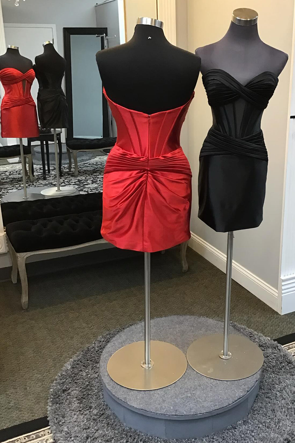Burgundy Homecoming Dresses Corset Strapless Tight Short Cocktail Dresses