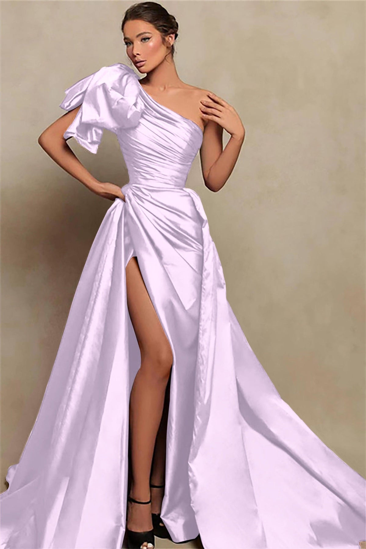 Burgundy Prom Dress One Shoulder Mermaid Evening Formal Dress With Split