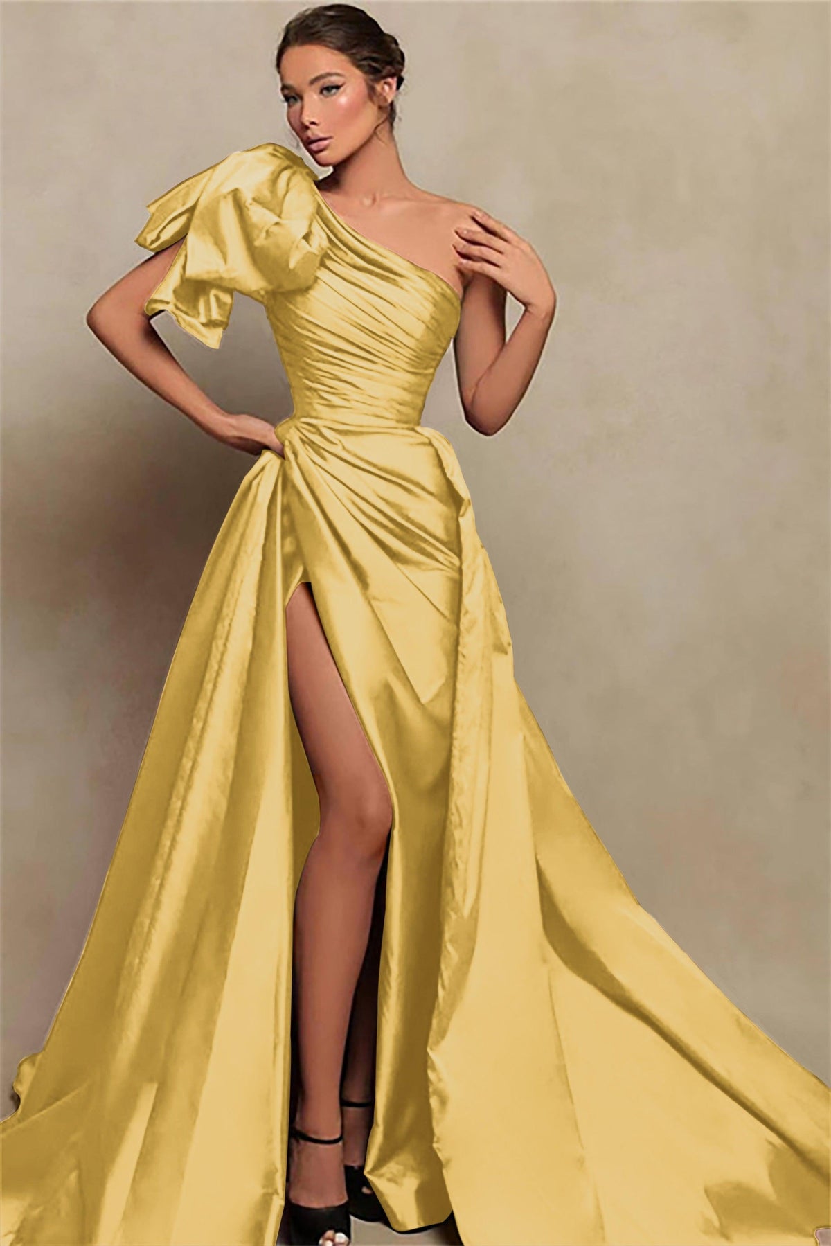 Burgundy Prom Dress One Shoulder Mermaid Evening Formal Dress With Split