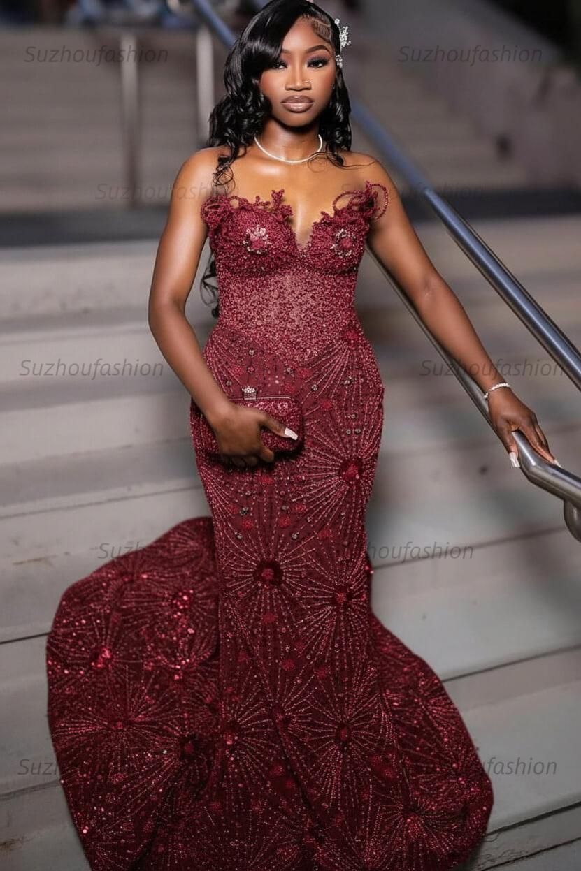 Green Prom Dress Sleeveless Formal Evening Gown with Rhinestones and Beadings