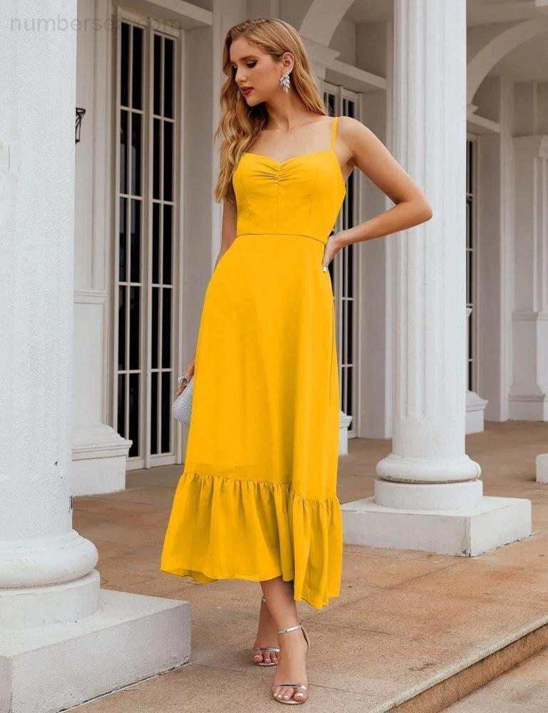 ZapDress  Spaghetti Strap Chiffon Bridesmaid Dress Ankle Length Formal A Line Cocktail Party Homecoming Dress for Juniors (ZD16949)