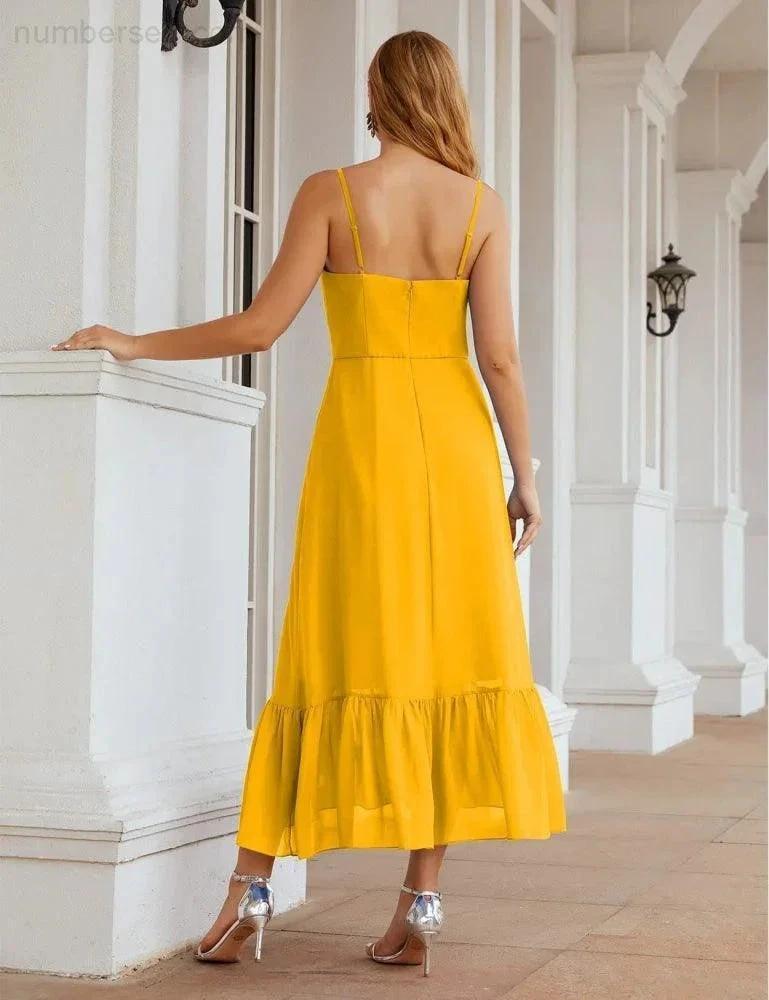 ZapDress  Spaghetti Strap Chiffon Bridesmaid Dress Ankle Length Formal A Line Cocktail Party Homecoming Dress for Juniors (ZD16949)