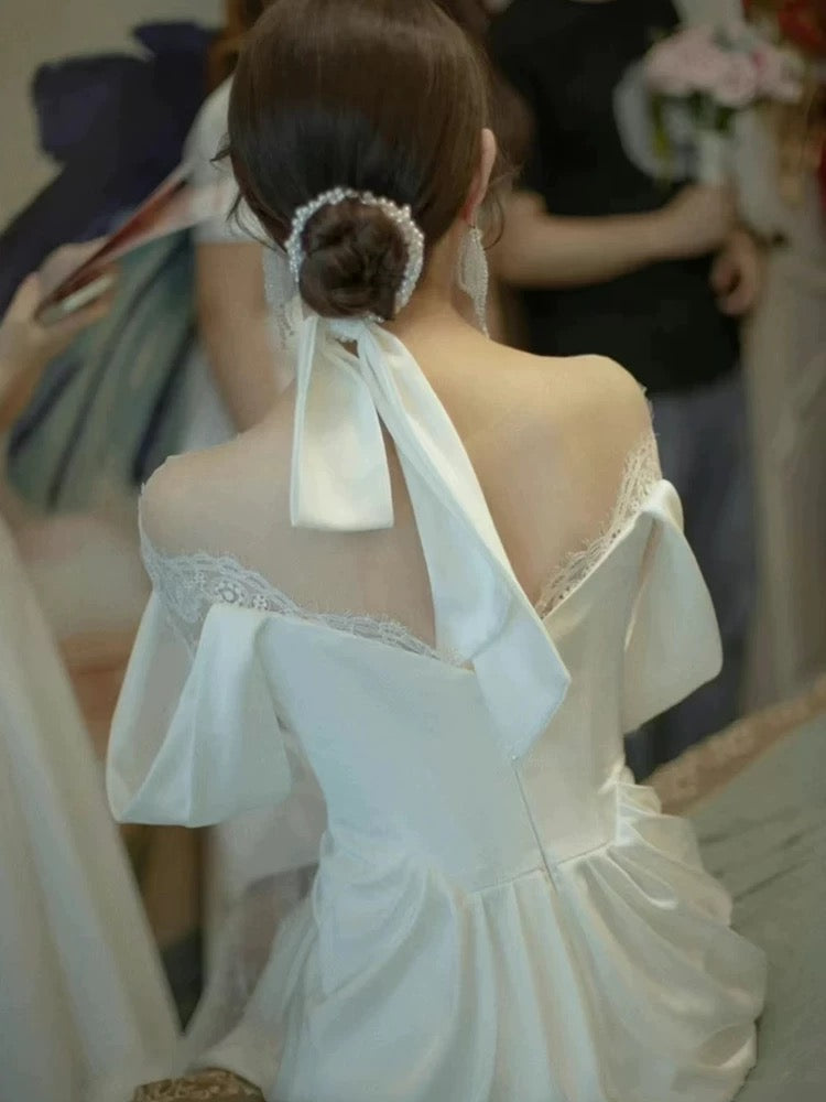 Fairytale Mermaid Long Sleeves Lace White Off The Shoulder Wedding Dress