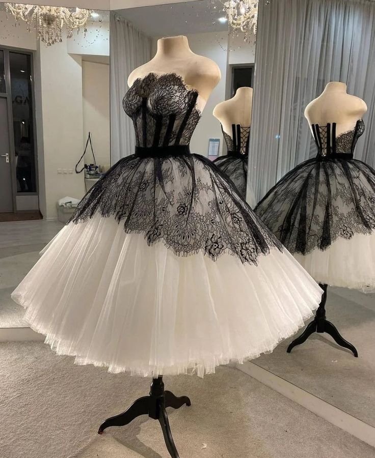 Strapless Short Ball Gown Black And White Homecoming Dress