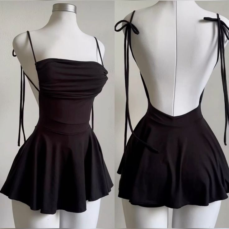 Cute A line Spaghetti Straps Black Short Homecoming Dresses Little Black Dress