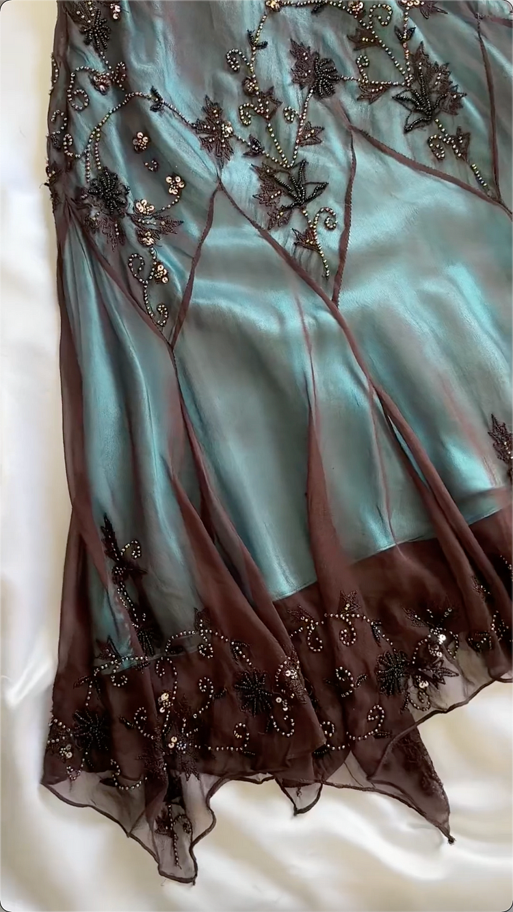 Modest Sheath Spaghetti Straps Chiffon Prom Dresses Evening Dress With Beads