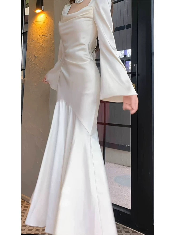Vintage Sheath Strapless Ivory Long Sleeves Prom Dresses