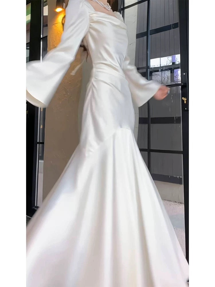 Vintage Sheath Strapless Ivory Long Sleeves Prom Dresses