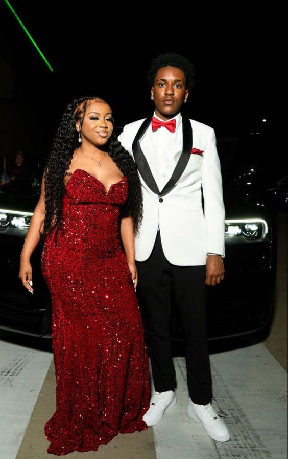 Red Sequins Mermaid Long Evening Prom Dress - VelvetHem