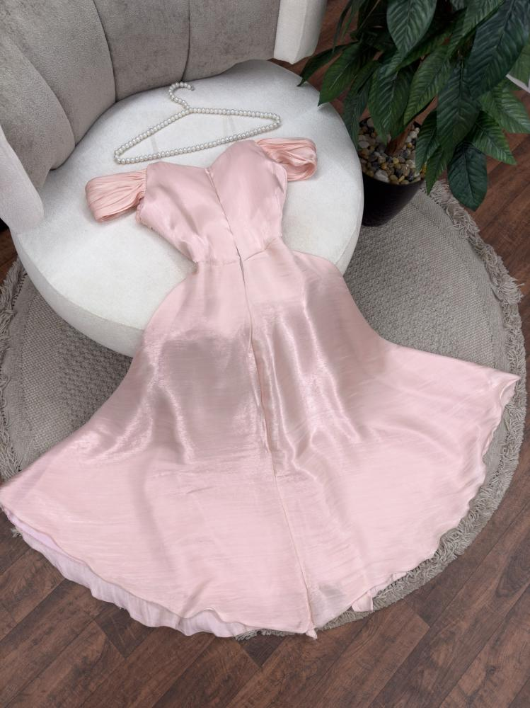 Sexy A Line Off The Shoulder Strapless Pink Long Prom Dresses Evening Dress With Ruffles - View 2 | VelvetHem