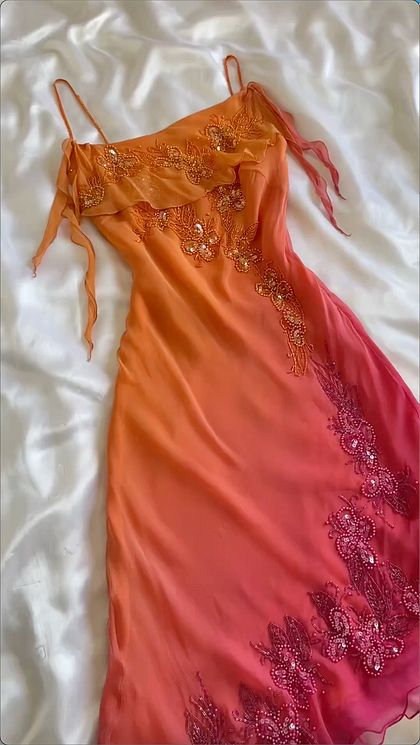 Sexy Sheath Spaghetti Straps Sleeveless Orange Chiffon Prom Dresses Evening Gowns