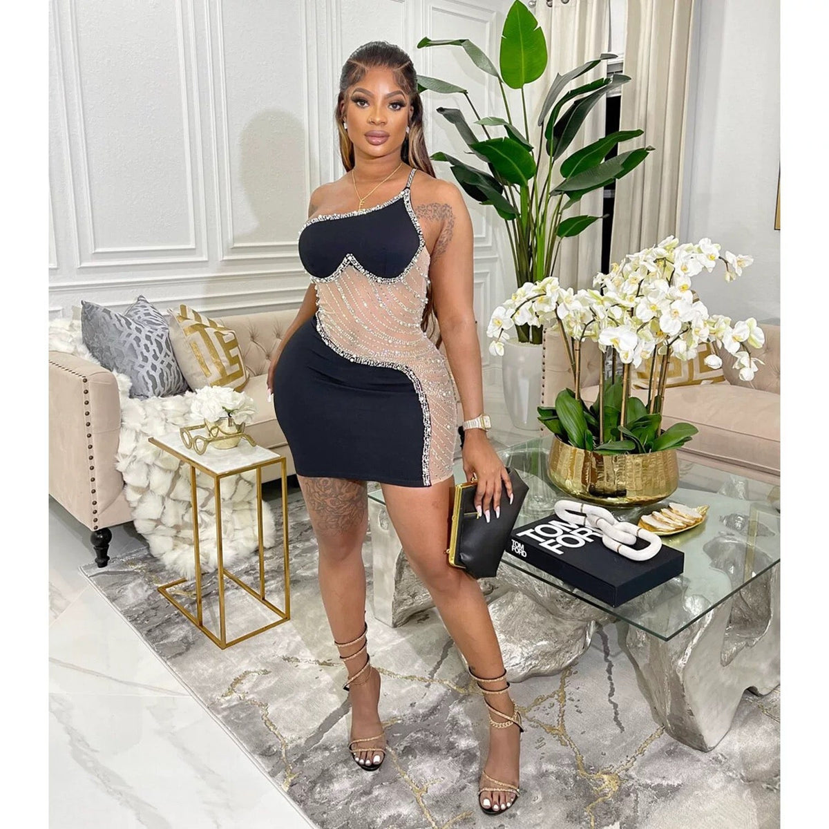 18th Birthday Outfits Sheath Homecoming Dress One Shoulder Black Short Mini Party Dress - View 7 | VelvetHem