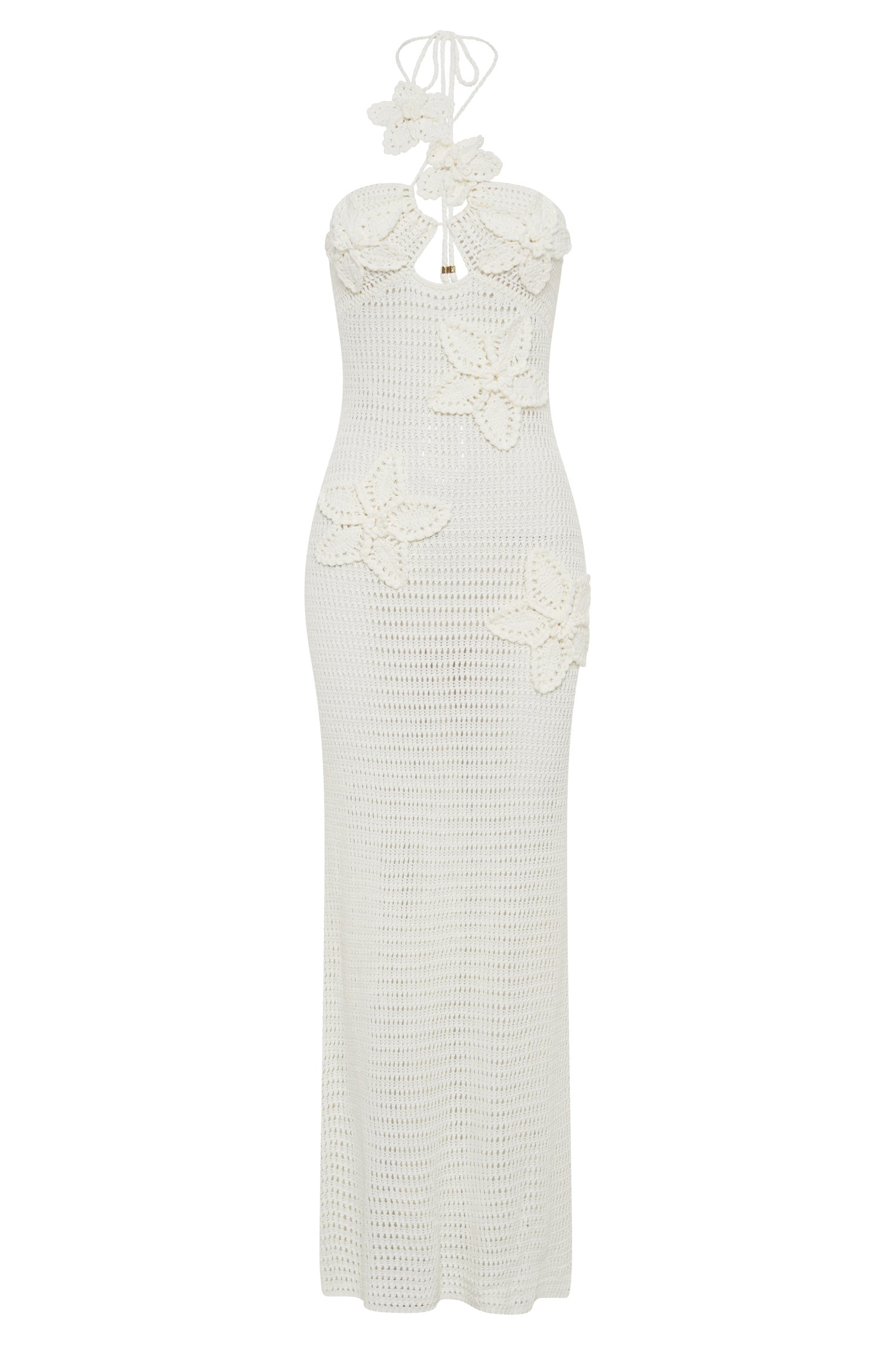 Yasmina Chic Crocheted Maxi Dress with Floral Appliqué Boutique Collection