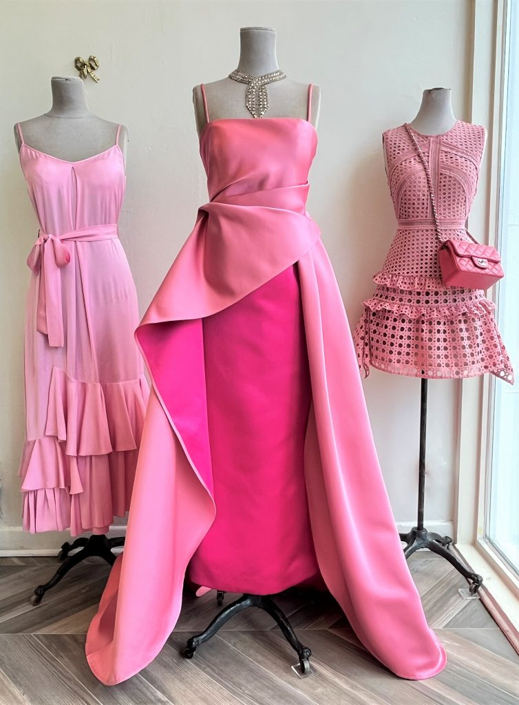 Elegant A Line Spaghetti Straps Pink Satin Long Prom Dress Evening Dresses With Pleated - View 3 | VelvetHem